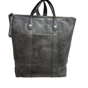 Frye gray leather Melissa tall zip backpack